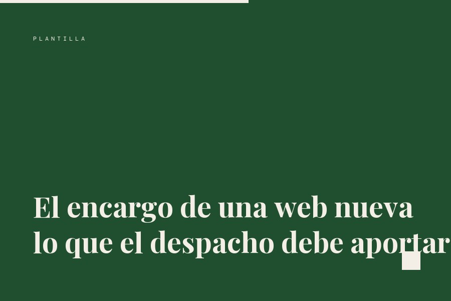 Portada de la plantilla sobre el encargo de una web nueva